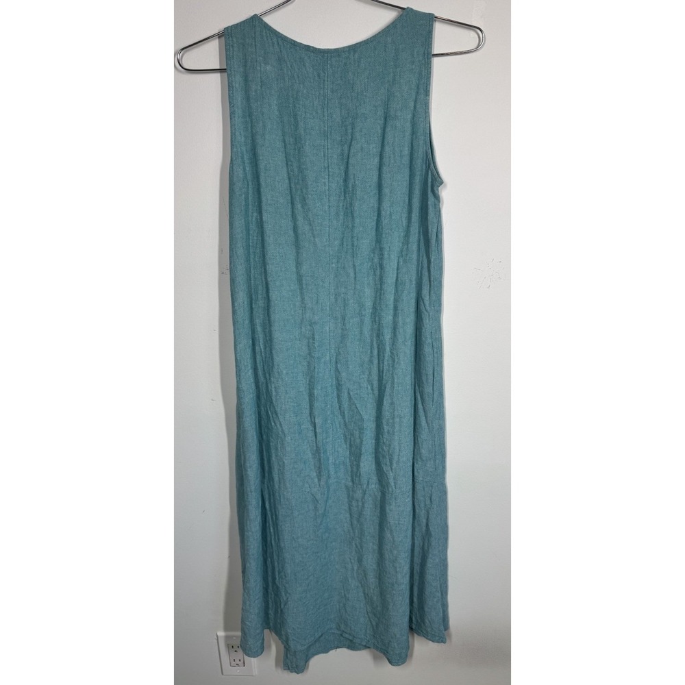 J Jill Women's Linen Maxi Dress With Front Slit Size S Coastal Cottage Minimal - Picture 3 of 8